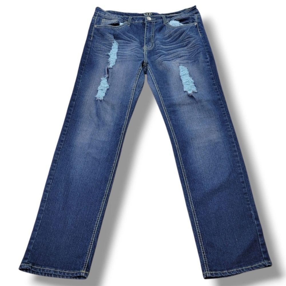 VIP Jeans Size 17 /18 W38"L32" V.I.P Jeans Stretch Straight Leg Jeans Distressed